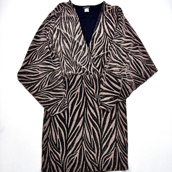 Venus shimmery Zebra Print bodycon dress Size L - Picture 4 of 8